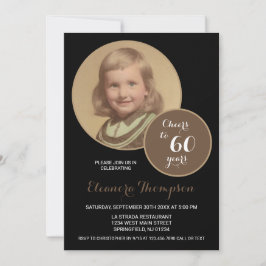 Invitación Saludos a Sepia, foto de 60 años