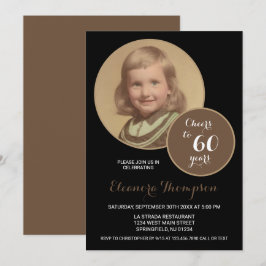 Invitación Saludos a Sepia, foto de 60 años