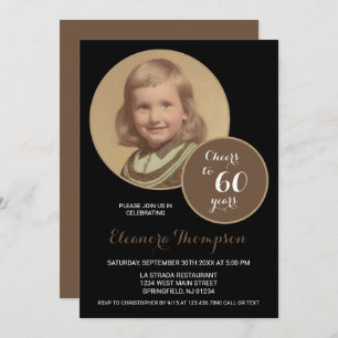 Invitación Saludos a Sepia, foto de 60 años
