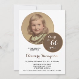 Invitación Saludos a Sepia, foto de 60 años