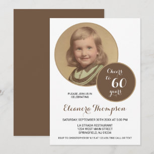 Invitación Saludos a Sepia, foto de 60 años