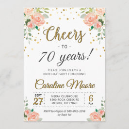 Invitación Saludos a Setenta Años Damas Fiesta de Cumpleaños 