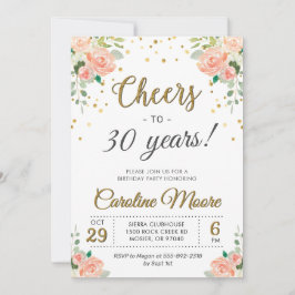 Invitación Saludos a Treinta Años Damas 30 Fiesta de cumpleañ