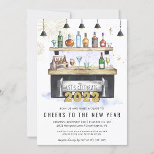 Invitación Saludos a un Año Nuevo   Fiesta de cócteles de vac