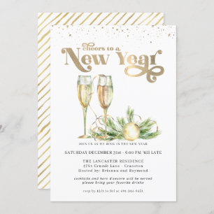 Invitación Saludos a un Año Nuevo   Sparkling Champagne