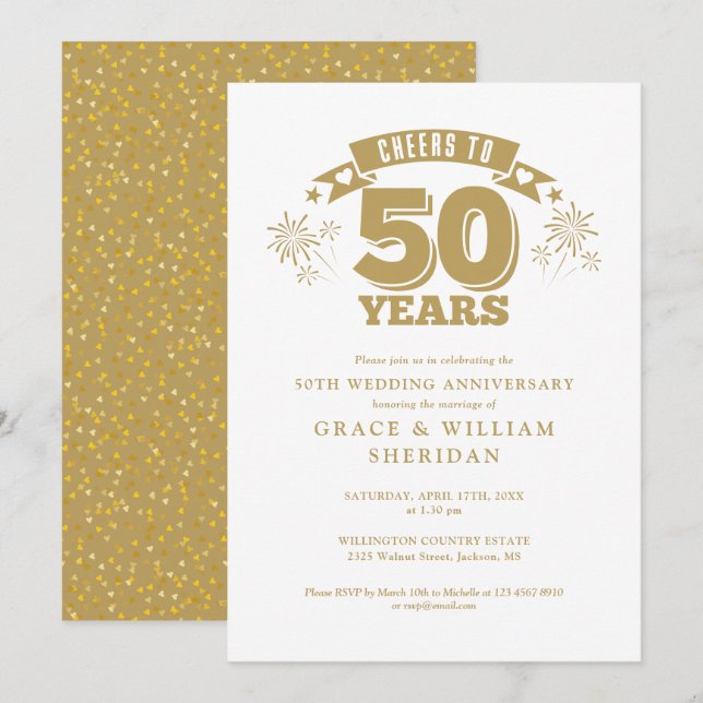 Invitación Saludos al 50° Aniversario Boda (Anverso / Reverso)