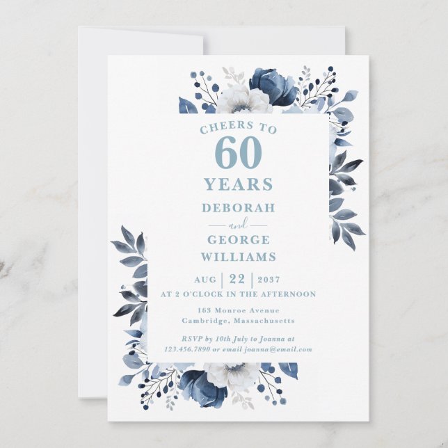 Invitación Saludos Al Aniversario Del Boda De Diamantes De 60 (Anverso)