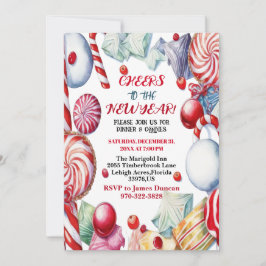 Invitación Saludos al Fiesta de Candy Kid's en la cena de Año