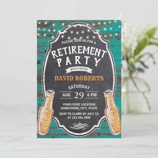 Invitación Saludos al Fiesta de cerveza Verde azulada jubilad (Anverso de pie)