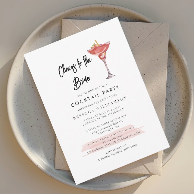 Invitación Saludos al Fiesta de cócteles Bride Bride Bridal S (Cheers to the Bride Cocktails Bridal Shower Invitation)