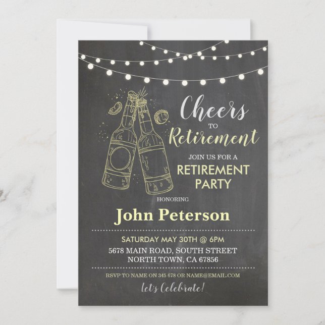 Invitación Saludos al Fiesta de Jubilación Chalk iluminan cer (Anverso)