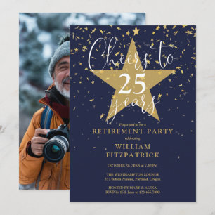 Invitación Saludos Al Fiesta De Jubilación De Fotos De Oro Y