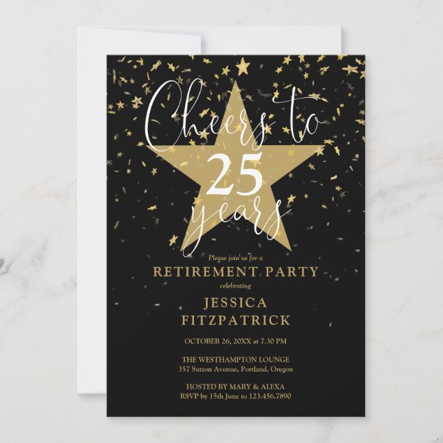 Invitación Saludos Al Fiesta De Jubilación De Las Estrellas N (Anverso)