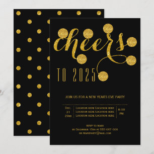 Invitación Saludos al fiesta de la Nochevieja de 2025