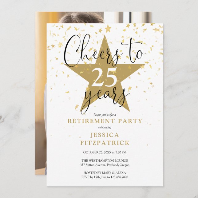 Invitación Saludos Al Fiesta De Retiro De Fotos De Las Estrel (Anverso / Reverso)