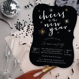 Invitación Saludos Al Fiesta Elegante De Año Nuevo Starburst