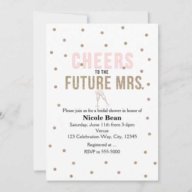 Invitación Saludos al futuro Sra. Modern Bridal Shower (Anverso)
