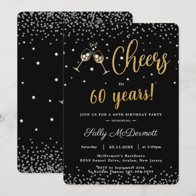 Invitación Saludos burbujeantes fiesta de cumpleaños Silver G (Anverso / Reverso)