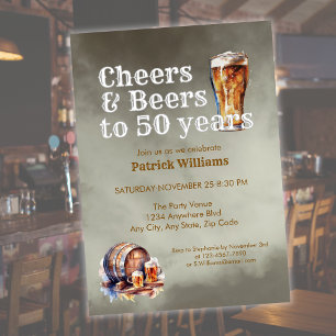 Invitación Saludos Cervezas 50 años Nacimiento de los hombres