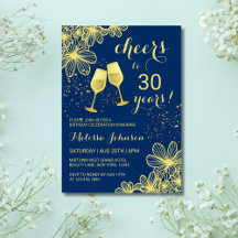Saludos Champagne Floral Gold Navy Blue Birthday