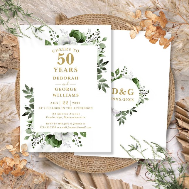 Invitación Saludos De Oro Al Aniversario Boda De 50 Años (Gold Cheers To 50 Years Wedding Anniversary Invitation)