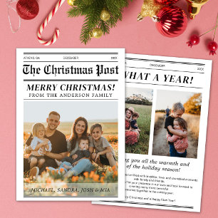 Invitación Saludos de portada de periódico de Navidad persona