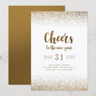 Invitación Saludos De Relieve metalizado dorado A La Fiesta D