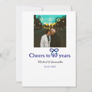 Invitación Saludos del arco iris azul a boda de 40 años