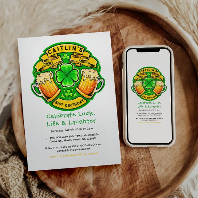 Invitación Saludos Día de St Patricks Día Shamrock 21 cumplea (Subido por el creador)