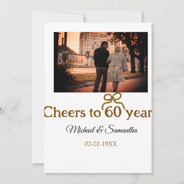 Invitación Saludos dorados a boda de 60 años (Anverso)