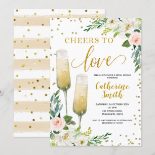 Invitación Saludos dorados florales para amar a la ducha de n