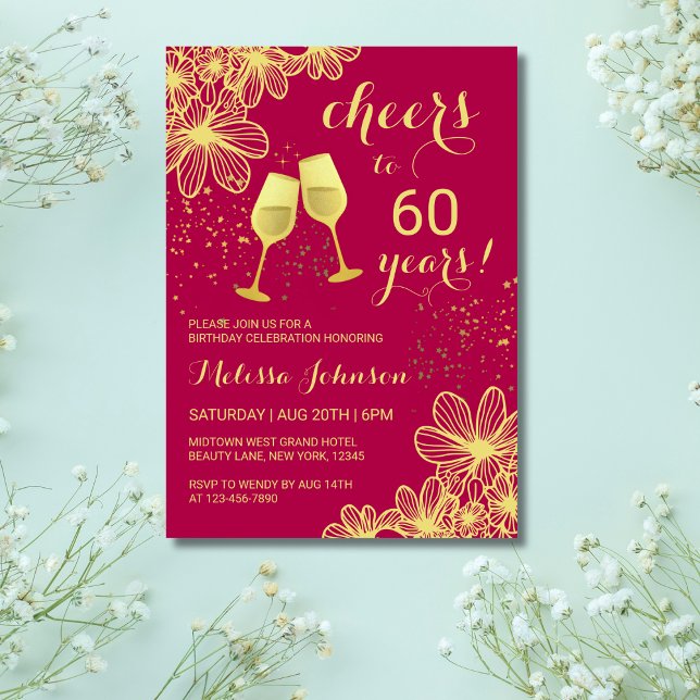 Invitación Saludos Floral Violeta Roja Cumpleaños (Subido por el creador)