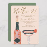 Invitación Saludos Fresa Rosa y Rubor Hola 21 cumpleaños<br><div class="desc">Saludos Fresa Rosa y Rubor Hola 21 cumpleaños</div>