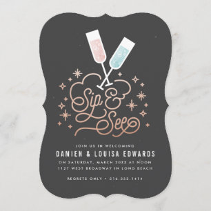 Invitación Saludos gemelos a la pequeña y visita