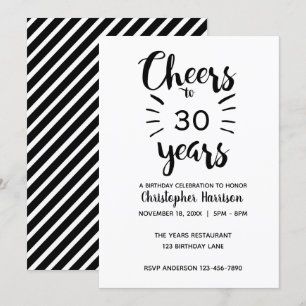 Invitación Saludos modernos a 30 años cumpleaños