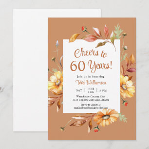Invitación Saludos otoñales a 60 años 60 cumpleaños floral