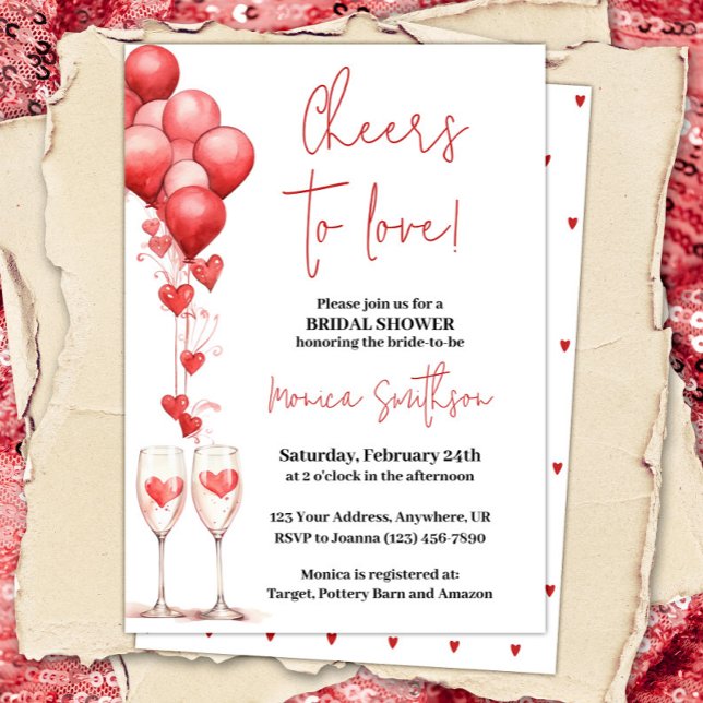 Invitación Saludos para amar a Valentine Hearts Bridal Shower (Subido por el creador)