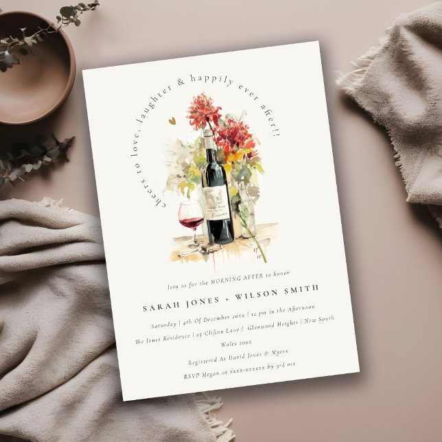 Invitación Saludos para amar el vino rojo floral mañana despu (Subido por el creador)