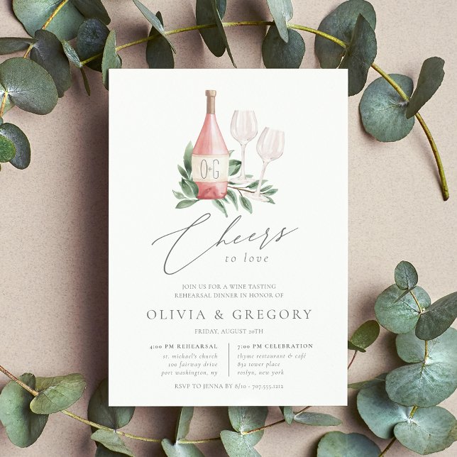 Invitación Saludos para amar la cena de ensayo de vino (Subido por el creador)