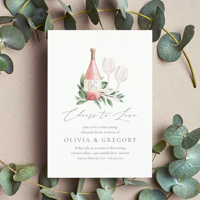 Invitación Saludos para amar la cena de ensayo de vino (Subido por el creador)