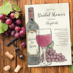 Invitación Saludos para amar la ducha de novias Wine