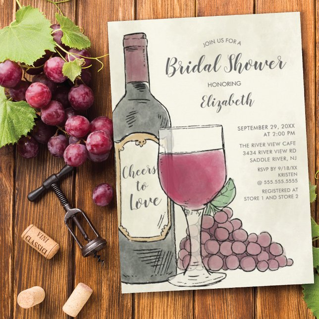 Invitación Saludos para amar la ducha de novias Wine (Subido por el creador)