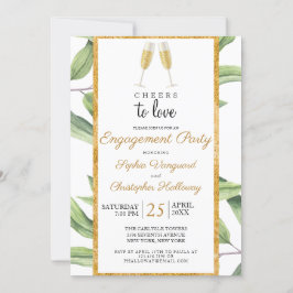 Invitación Saludos para la fiesta de compromiso de champagne 