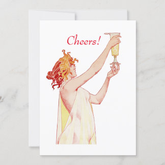 Invitación Saludos, un brindis para ti levantando un vaso, in