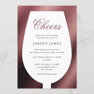 Invitación Saludos Vino Tinto y Cena