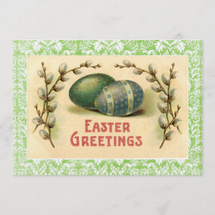 Invitación Saludos vintage de Pascua Huevos Dogwood
