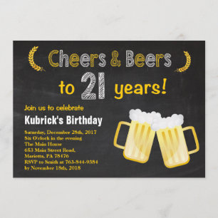 Invitación Saludos y cervezas 21° cumpleaños