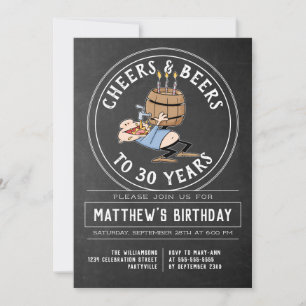 Invitación Saludos Y Cervezas 30 Fiesta De Cumpleaños Negro Y