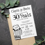 Invitación Saludos y cervezas 30 hombres casuales cumpleaños<br><div class="desc">Animaciones informales y divertidas y cervezas hombres tarjeta de invitación para fiestas de 30 años con un lujoso guión de tipografía, un tazón de cerveza de doodle y remolinos de estilo vintage. Adecuado para cualquier fiesta de cumpleaños de edad o hito. Fácil de personalizar cambiando la edad, el nombre y...</div>