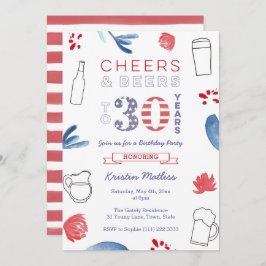 Invitación Saludos Y Cervezas A 30 Años Fiesta De Cumpleaños
